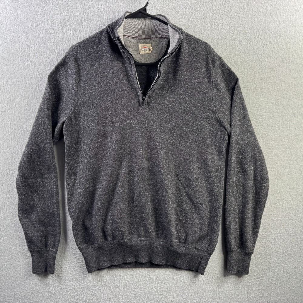 Faherty Sweater Mens Small Gray Sconset Cashmere Blend Pullover 1/4 Zip